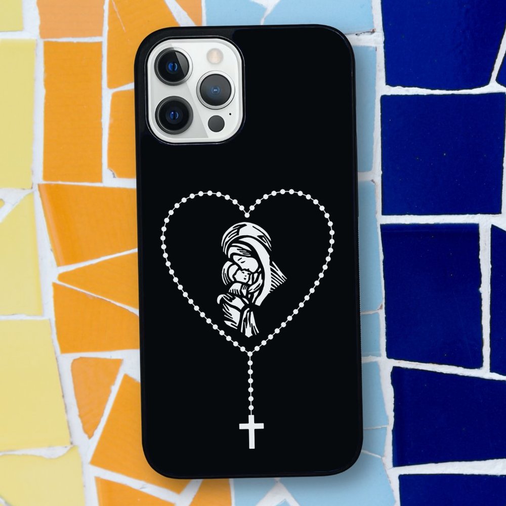 Rosary Cross Virgin Mary Jesus Catholic Faith Christian Gift iPhone Case